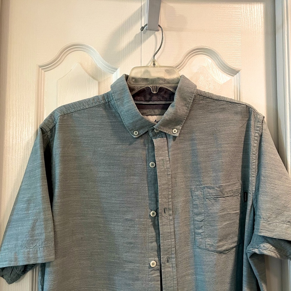 Hurley The Standard Collection Short Sleeve Sage Green Slub Button Down …